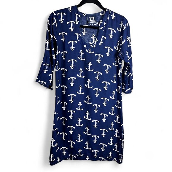 Escapada Anchor Print Shift Dress | Size Small | Ready to Captain Your Closet - Picture 1 of 7